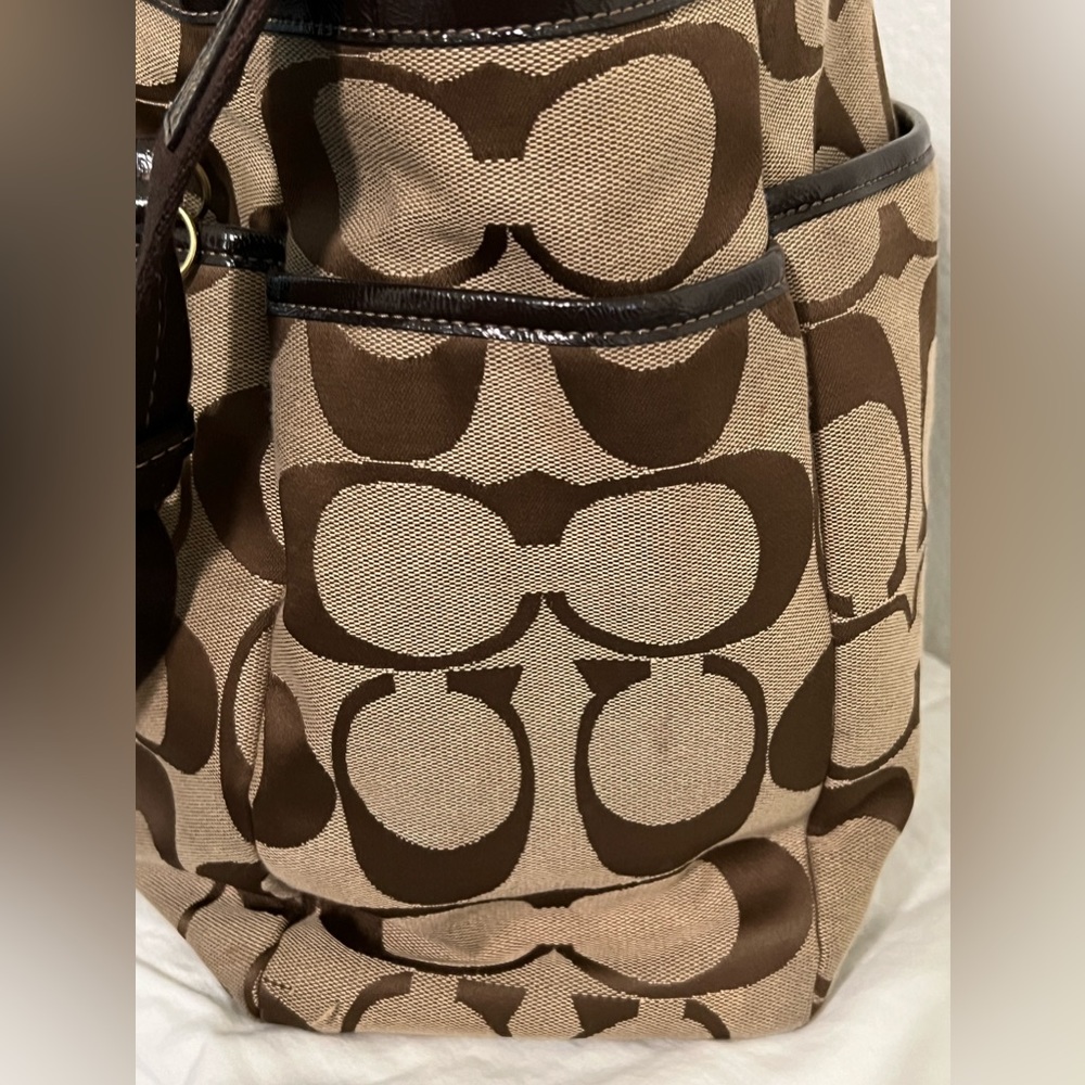 Coach Signature Brown/Tan Shoulder Multi-Purpose or Diaper Bag - Picture 7 of 16